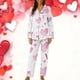 thumbnail image 1 of TaTaai Women's Valentine's Day Printed Lapel Loungewear Set, Long Sleeve Top and Pants Pajama Outfit, Casual Sleepwear Gift, 1 of 5