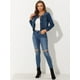 thumbnail image 2 of Chaqueta de mezclilla Allegra K para Mujer Sin Cuello Azul oscuro S, 2 of 5