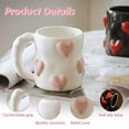 thumbnail image 5 of 3D Heart-Shaped Coffee Cup Pink Love Ceramic Cup 17 Oz Valentine'S Day Couples Mark'S Cute Hand Embossed Macro Anniversary Wedding Wedding Gifts (1,White), 5 of 6