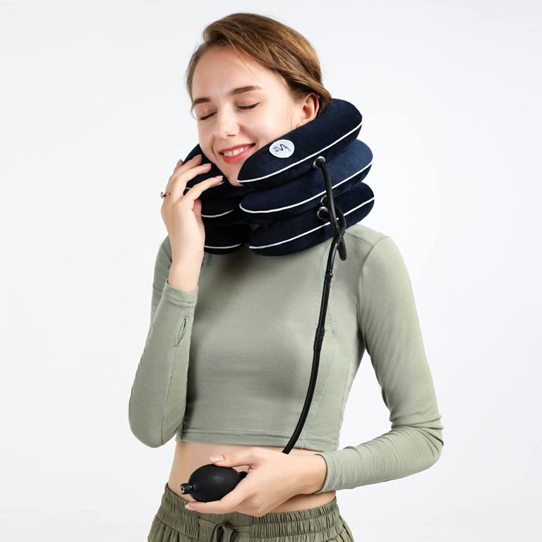  Cervical Neck Traction Device Inflatable Neck Stretcher for Neck  Pain Relief, Adjustable Neck Support Brace with Air Inflation Pump for  Cervical Spine Alignment and Neck Decompression (Blue) : Health & Household