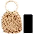 thumbnail image 5 of PIKADINGNIS Women Mini Clutch Tote Handbag Top-handle Bucket Drawstring Handbag Beach Woven Handmade Fishing Net Bag Pouch Purse, 5 of 6