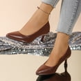 thumbnail image 4 of Modisza Women's Dress Low Heel Pumps Shoes Comfortable Walking Slip on Work Sandals Summer Pointed Toe Heeled Stiletto Brown size 8, 4 of 8