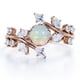 thumbnail image 1 of JeenMata Anillo de Compromiso con Ópalo de Fuego Mexicano de 0,75 ct y Moissanita, Engaste de Tensión Estilo Catedral, Chapado en Oro Rosa de 18 K sobre Plata, 1 of 6