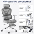 thumbnail image 3 of Yiwa High Back Mesh Desk Chair, Ergonomic Design with 3D Adjustable Armrests, Swivel Base, and Extendable Footrest, 3 of 8