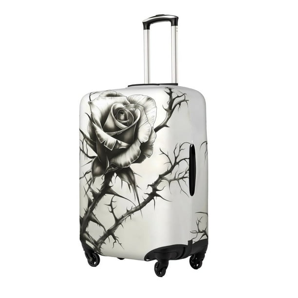 Balery Black And White Rose Funda de equipaje, fundas para maletas, elástica, lavable, protector de maletas, compatible con maletas de 18 a 32 pulgadas-X-Large