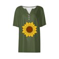 thumbnail image 4 of Fiudx Ofertas Flash Artículos En Oferta Blusa de Manga Corta con Estampado de Moda para Mujer, Camiseta con Cuello En V, Tops Informales con Botones, 4 of 5