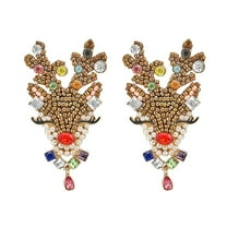 Christmas Earrings for Women Exquisite Pearl Beaded Reindeer Snowflake Christmas Tree Drop Earrings Fashion Jewelry Gifts