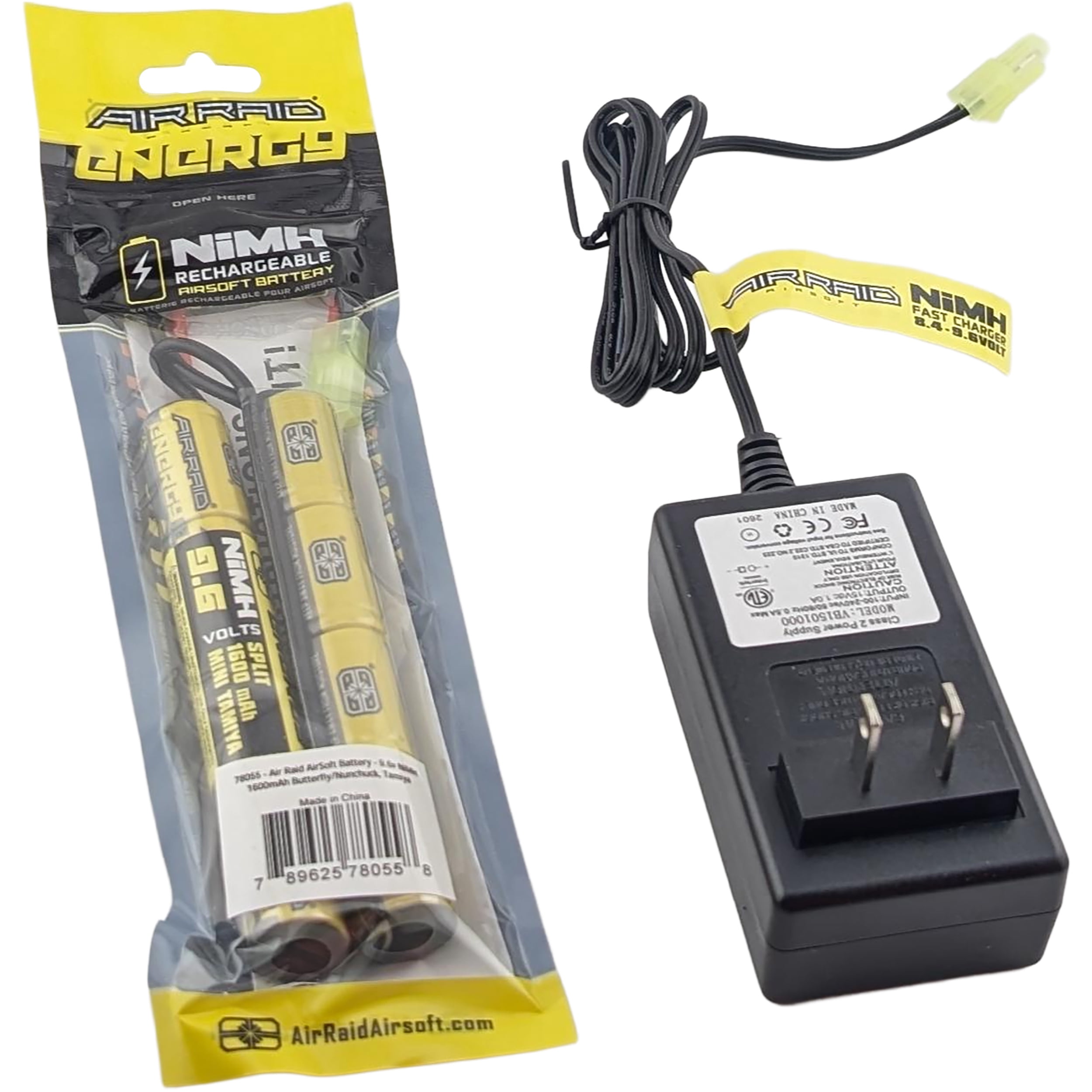 Air Raid Airsoft and Toy Power Kit NiMH 9.6V 1600mAh Butterfly Tamiya Rechargeable Battery plus Charger