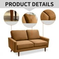 thumbnail image 2 of Enor Furniture Fieldstone 58" Square Arm Modern Velvet Loveseat in Ginger Brown, 2 of 7