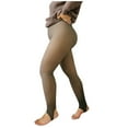 thumbnail image 2 of Women's Plus Size Tights, 80g Faux Sheer Thermal Leggings, Lightweight Opaque Footed Pantyhose for Everyday Wear, Tummy Control Yoga Pants-Coffee, 2 of 9