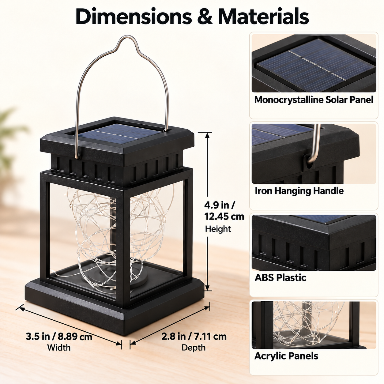 Mehoom 4-Pack Solar Lanterns, 40 LED, Warm White Vintage photo 8