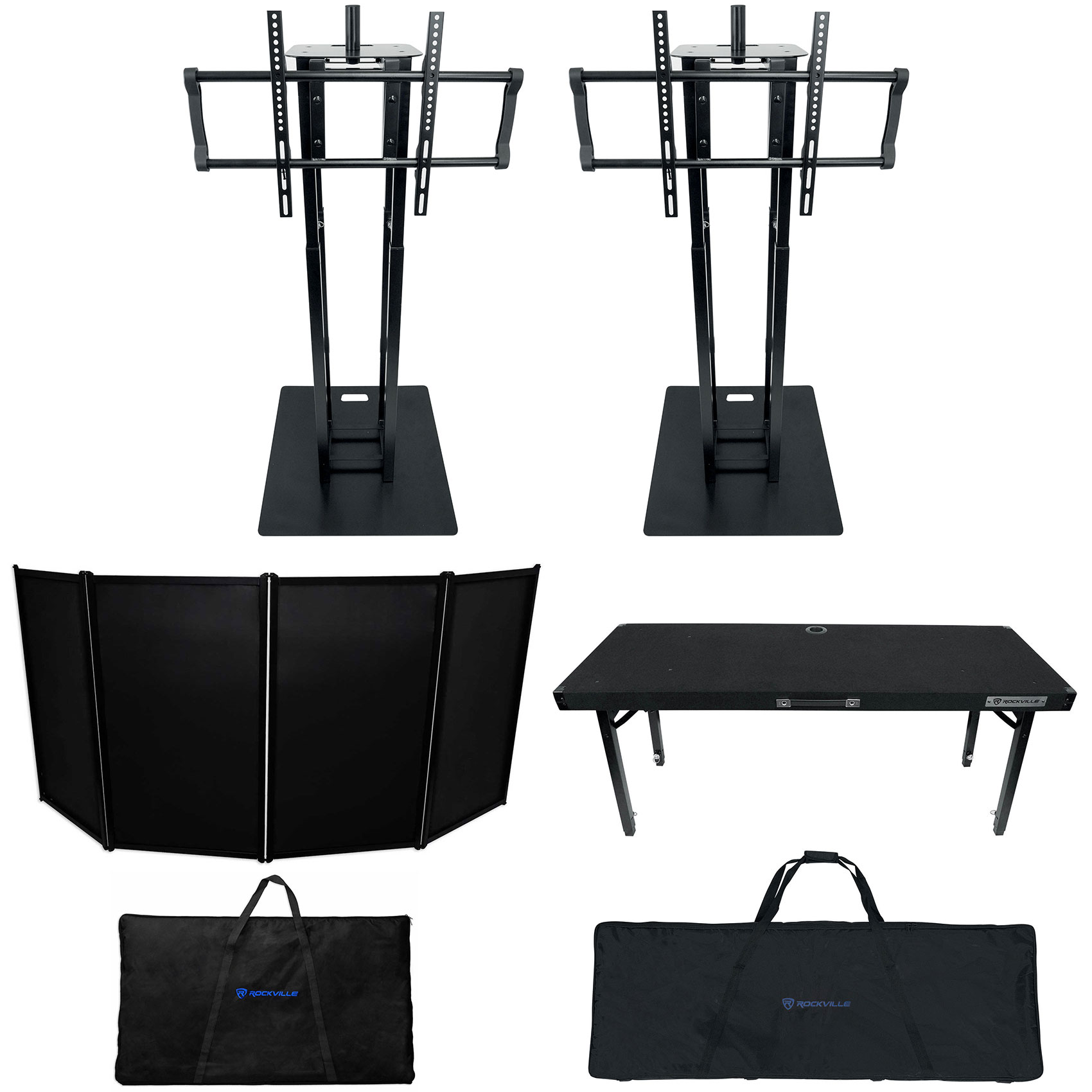 DJ Package w/Black Facade+2) Totem Lighting/Speaker Stands+2) TV Stands