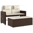 thumbnail image 3 of vidaXL Reclining Garden Bench with Cushions Brown Poly Rattan, 3 of 5