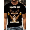 thumbnail image 1 of Men's Christmas Deer and Beer Print T-Shirt - Casual Round Neck Short Sleeve, Breathable cotton Summer Top, 1 of 3