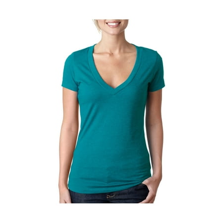 - Next Level Women's Rib Knit Short Sleeve Deep V-Neck T-Shirt, Style NL6640