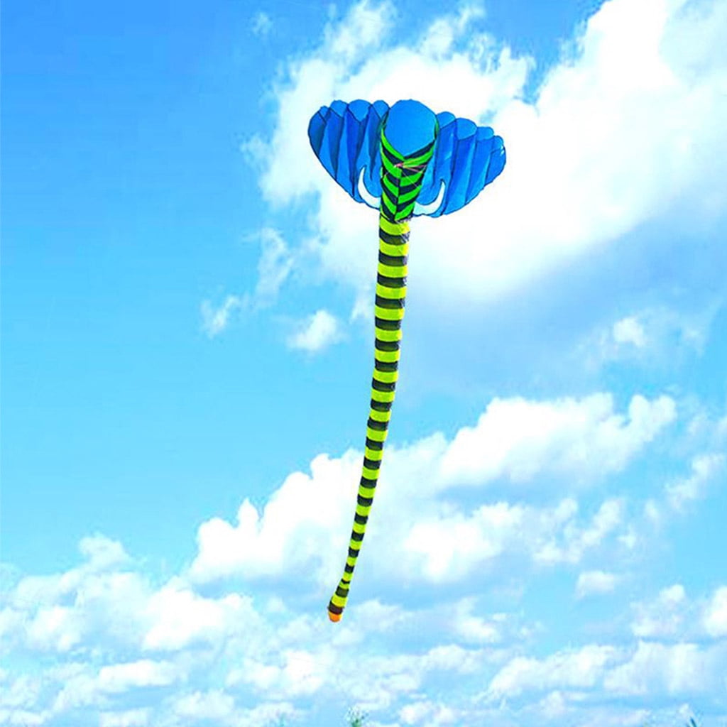 ZPAQI Nylon Long Tail Kite Large 3D Elephant Wind Kite Parent-Child Entertainment Toy