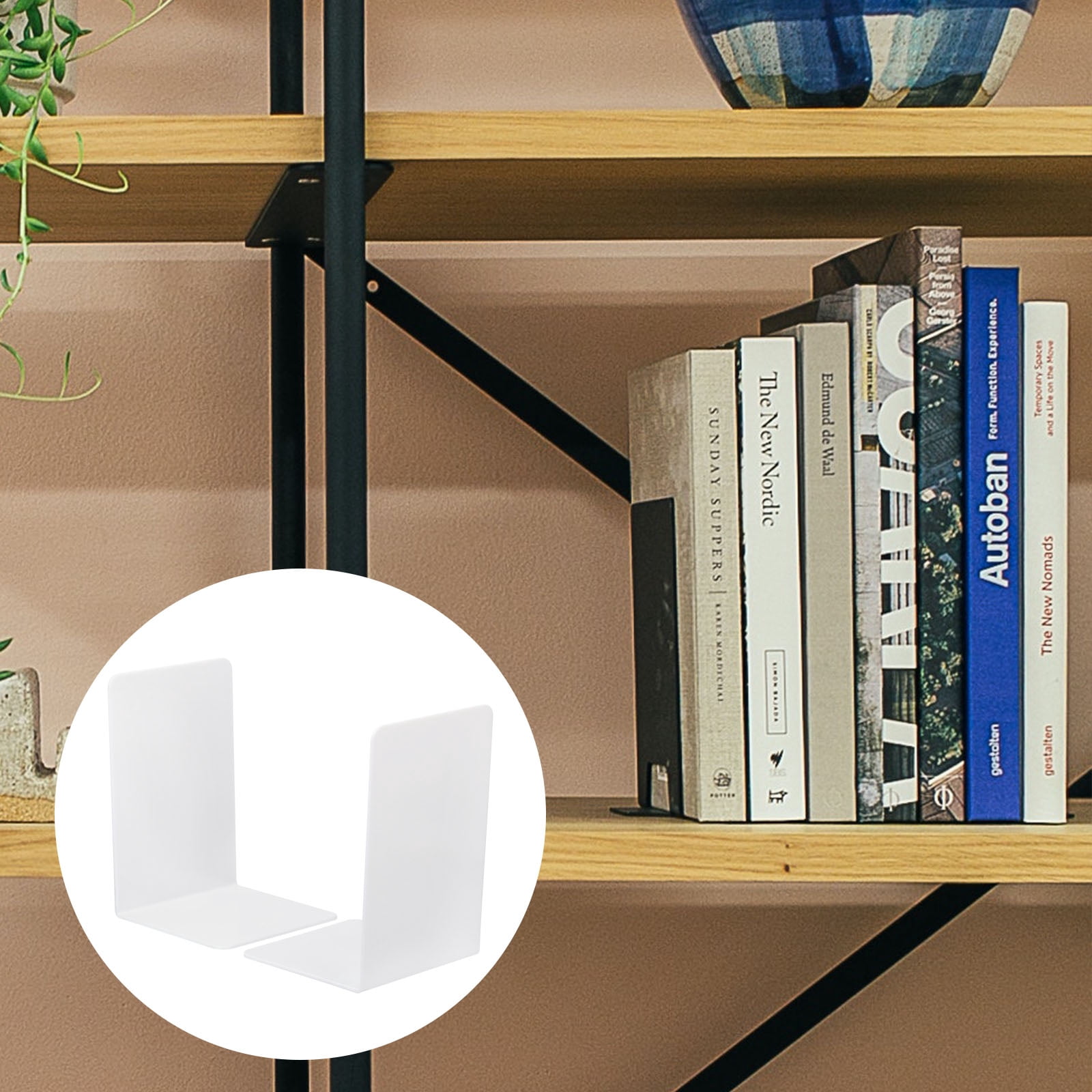 Unique Bargains Acrylic L-shaped Book Ends for Desktop Bookshelf Organizer 2Pcs White