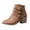 Brown, variant on HAOTAGS Boots for Women, Belt Buckle Solid Color Round Toe Chunky Heel Booties Brown 6