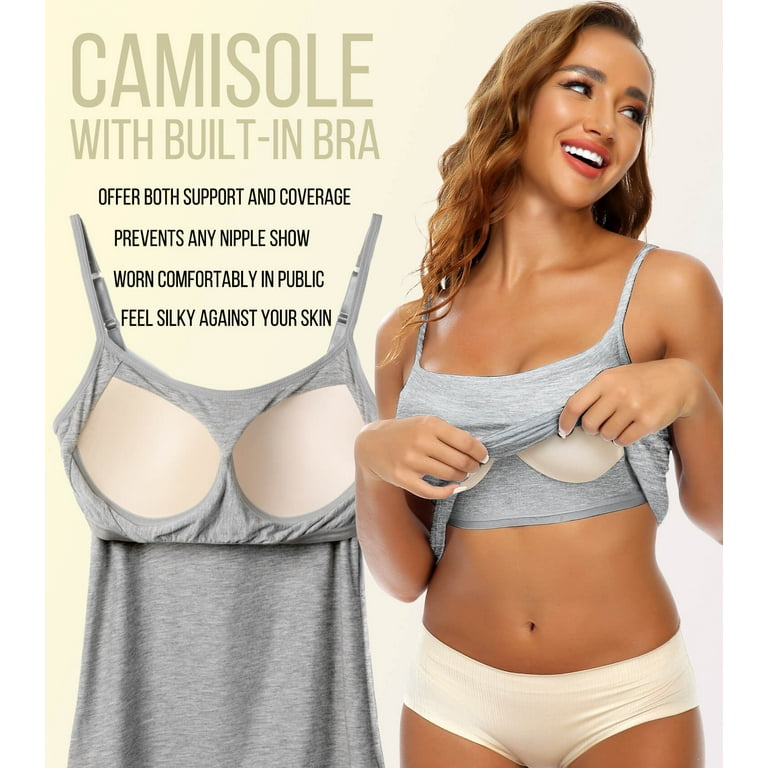 Undershirts with Built-in Bras,Camisoles for Women,Padded Tank