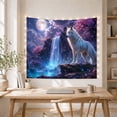 thumbnail image 5 of White Wolf Under Full Moon Waterfall & Cherry Blossoms Mystical Fantasy Art for Wildlife Lovers, Forest Decor Housewarming Gift Tapestry Wall Hanging for Bedroom & Living Room, 5 of 7