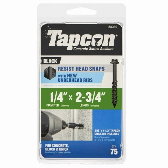 TAPCON 1/4X2-3/4 HWH Noir (Lot de 1)