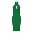 thumbnail image 6 of Women's Summer Solid Neck Bodycon Maxi Dresses Slimming Backless Sleeveless Knit Ribbed Cocktail Party Dress, 6 of 6