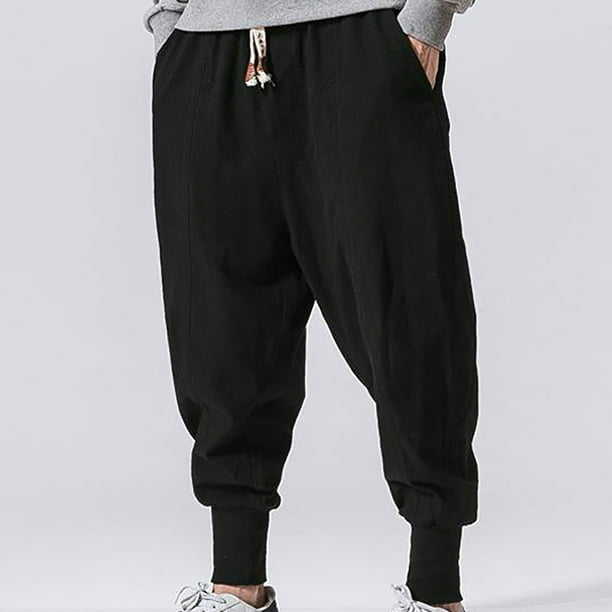 Pantalones largos para hombre, moda de verano, lisos, informales, con cintura elástica y bolsillos