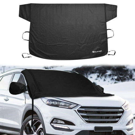 Car Windshield Snow Cover, Durable 600D Oxford Waterproof Windshield Covers with Side Mirror Covers Universal Fit for Most Vehicle