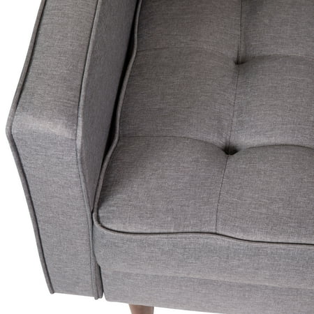 Alamont Home - Compact Upholstered Tufted Chair with Wooden Legs - Slate Gray