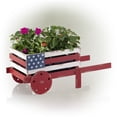 thumbnail image 3 of Alpine Corporation 21" x 9" x 9" Wood Patriotic Wheel Barrel Planter, Red/Blue, 3 of 13
