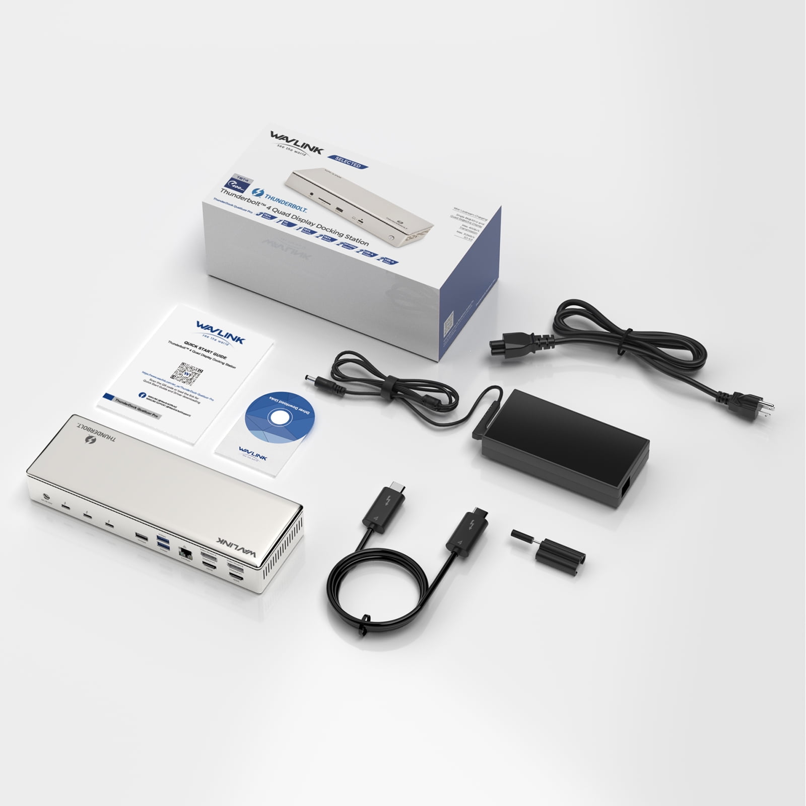 WAVLINK 15-in-1 Thunderbolt 4 Quad Display Dock ,  40Gbps Docking Station with 98W Laptop Charging, Single 8K@30Hz Quad 4K@60Hz and More