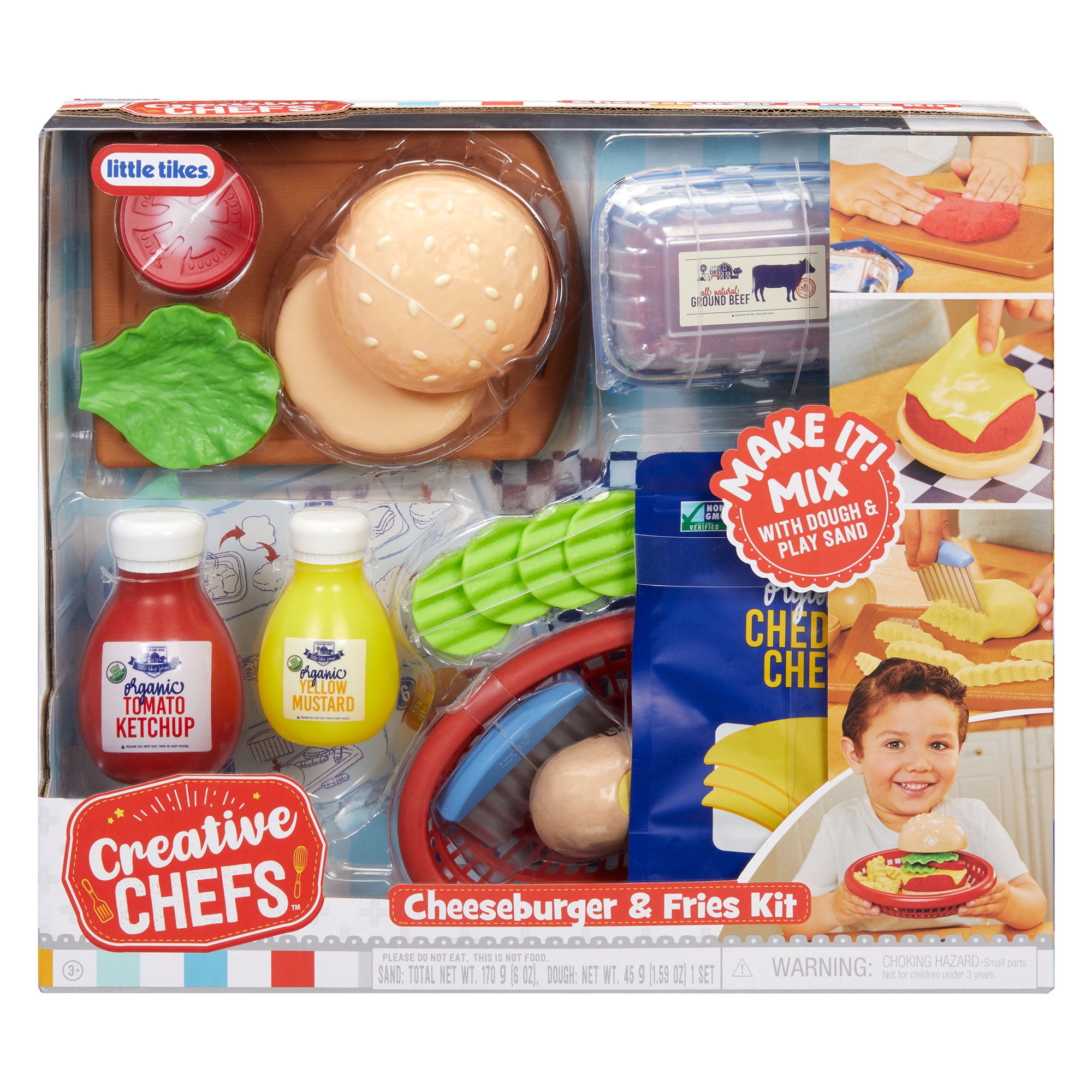 Little Tikes Creative Chefs Cheeseburger and Fries Kit with 22 Accessories, Pretend Play Cooking Set, for Boys and Girls Ages 3+ Years, 22 REALISTIC ACCESSORIES