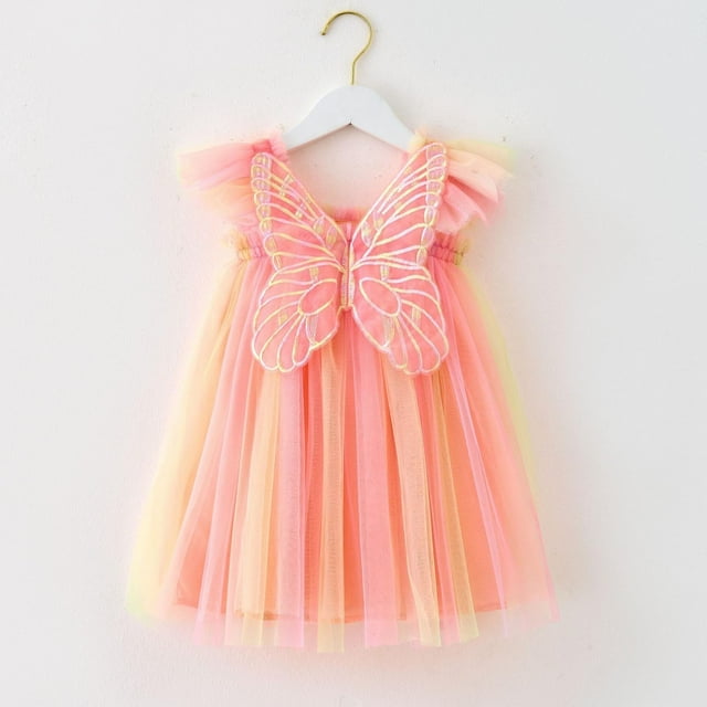 Robe d'Été Sans Manches Tutu pour Filles Robes de Fête en Tulle pour Filles 4-5 Ans