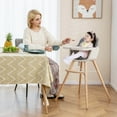thumbnail image 2 of Babyjoy 3 in 1 Convertible Wooden High Chair Toddler Feeding Chair with Cushion Dark Gray, 2 of 10
