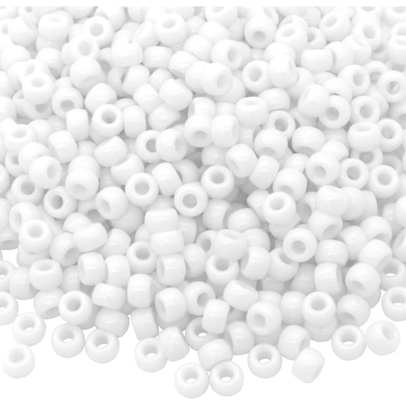 1000Pcs Pony Beads 9mm White Plastic Barrel Beads for Jewelry Making, Bracelets, Necklaces, Hair Braids, Keychains, DIY Crafts Supplies