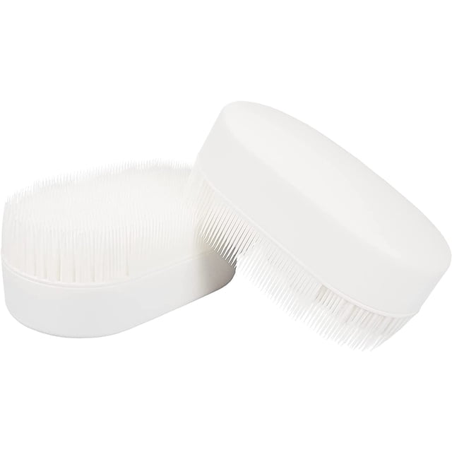 Cepillo de cerdas suaves para limpieza de ropa (para manchas, ropa y zapatos), cepillo suave para fregar con agarre cómodo, paquete de 2