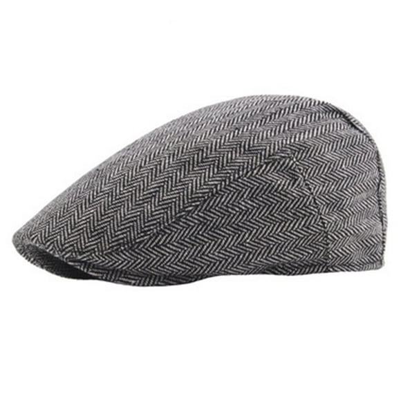 Mens Herringbone Beret, Men's Cap, Middle-Aged And Elderly Warm Hat, Autumn And Winter Woolen Hat