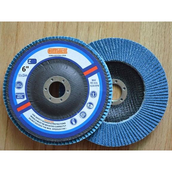 6" inch 6" x 7/8" FLAP DISCS ZA in 40 60 80 120 Grit for Stainless Steel & Metal