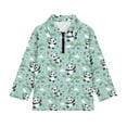 thumbnail image 4 of Psesaysky Toddler Girls Sweatshirts Cute Panda Green Print Stand-up Collar Quarter Zip Pullover Long Sleeve Shirts Tops Girl Fall Winter Clothes 12-13 Years, 4 of 6
