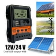 thumbnail image 2 of Solar Charge Controller 12V 24V 10A 20A 30A Solar Controller Solar Panel Battery Controller Regulator Dual USB LCD Display ,Easy to Installation, 2 of 6