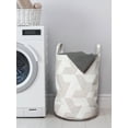 thumbnail image 3 of Modern Laundry Bag, Illustration of Diagonal Stripes Forming Geometric Shapes in Greyscale, Basket with Handles Drawstring Closure for Laundromats, 13" x 19", Pale Taupe and White, by Ambesonne, 3 of 4