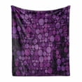 thumbnail image 1 of Indigo Soft Flannel Fleece Throw Blanket, Retro Style Vintage 60s 70s Inspired Dots Circles on Grunge Backdrop, Cozy Plush for Indoor and Outdoor Use, 70" x 90", Eggplant Purple, by Ambesonne, 1 of 6