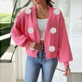 thumbnail image 1 of HongQid Women's Cropped Cardigan Fall Sweaters V Neck Long Sleeve Cardigans Knit Outwear, 1 of 6