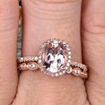 thumbnail image 5 of 2.50 Carat Morganite Wedding Set Engagement Ring 8x6mm Oval Shaped Art Deco Bridal Ring On 10k Rose Gold, 5 of 6