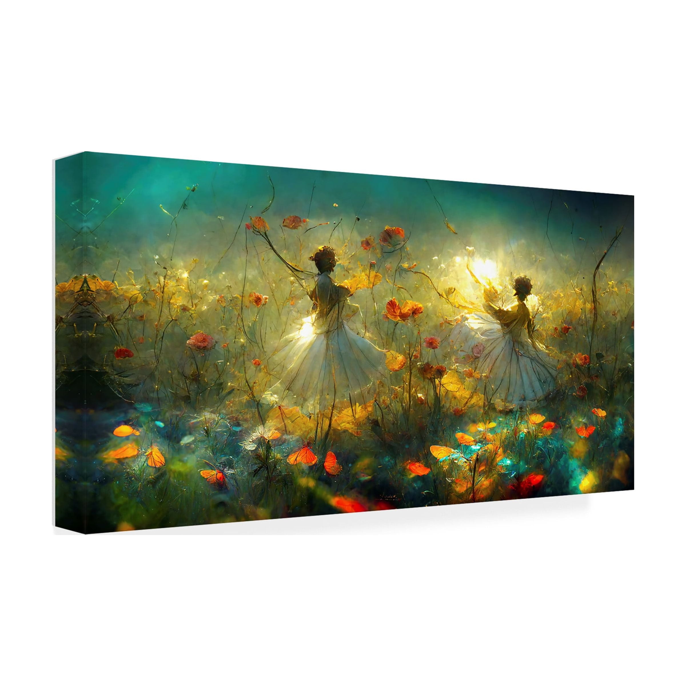 Canvas Wall Art - Ray Heere 'Flower Dance 5' Wall Art for Living Room, Bedroom, or Office DÃ©cor by Trademark Fine Art - 24 x 12 Inches