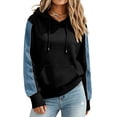 thumbnail image 6 of Qiggri Women's Oversized Embroidered Hoodies 2026 Sweatshirts Long Sleeve Pullover with Kangaroo Pocket Stripe Side Patchwork Tops Casual Fall Winter Outfits L, 6 of 8