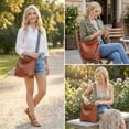 thumbnail image 5 of WANDF Hobo Bag for Women,Chic PU Leather Shoulder Bags with Wide Strap,Retro Commuter Bag with Coin Purse for Ladies,Crossbody Tote Bag Handbag for Work,Shopping,Travel(Brown), 5 of 10