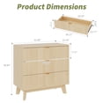 thumbnail image 3 of Luku Mid Century Modern Fluted 3 Drawer Dresser, Boho Wood Chest with Deep Drawers & Metal Handle, Large Storage Organizer for Bedroom, Hallway, Living Room, 3 of 7