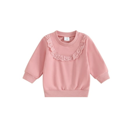 

Baby Girl Sweatshirts Casual Long Sleeve Lace Patchwork Pullover Tops