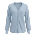 thumbnail image 5 of yillto Womens Tops Lace V Neck Ribbed Long Sleeve Dressy Fashion Elegant Loose Blouses Sweater, 5 of 6